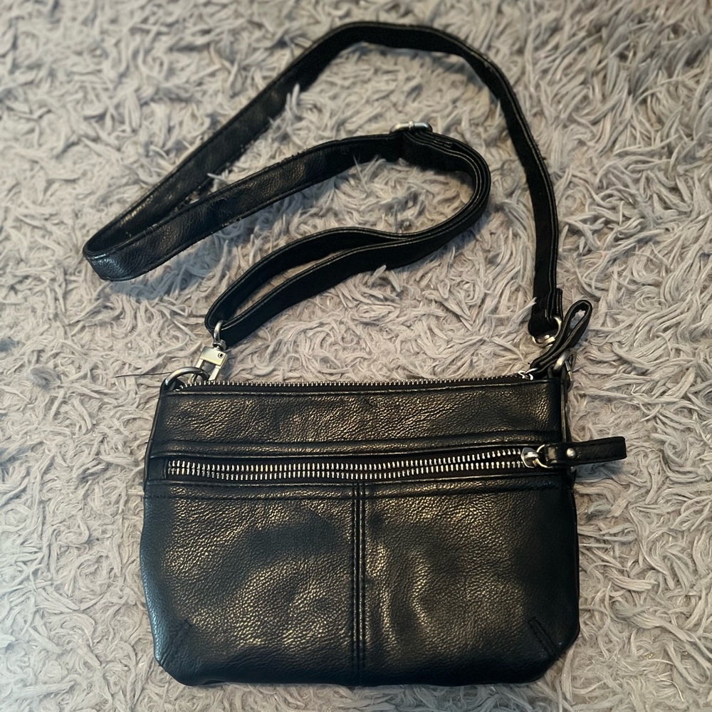 Merona black faux leather crossbody purse